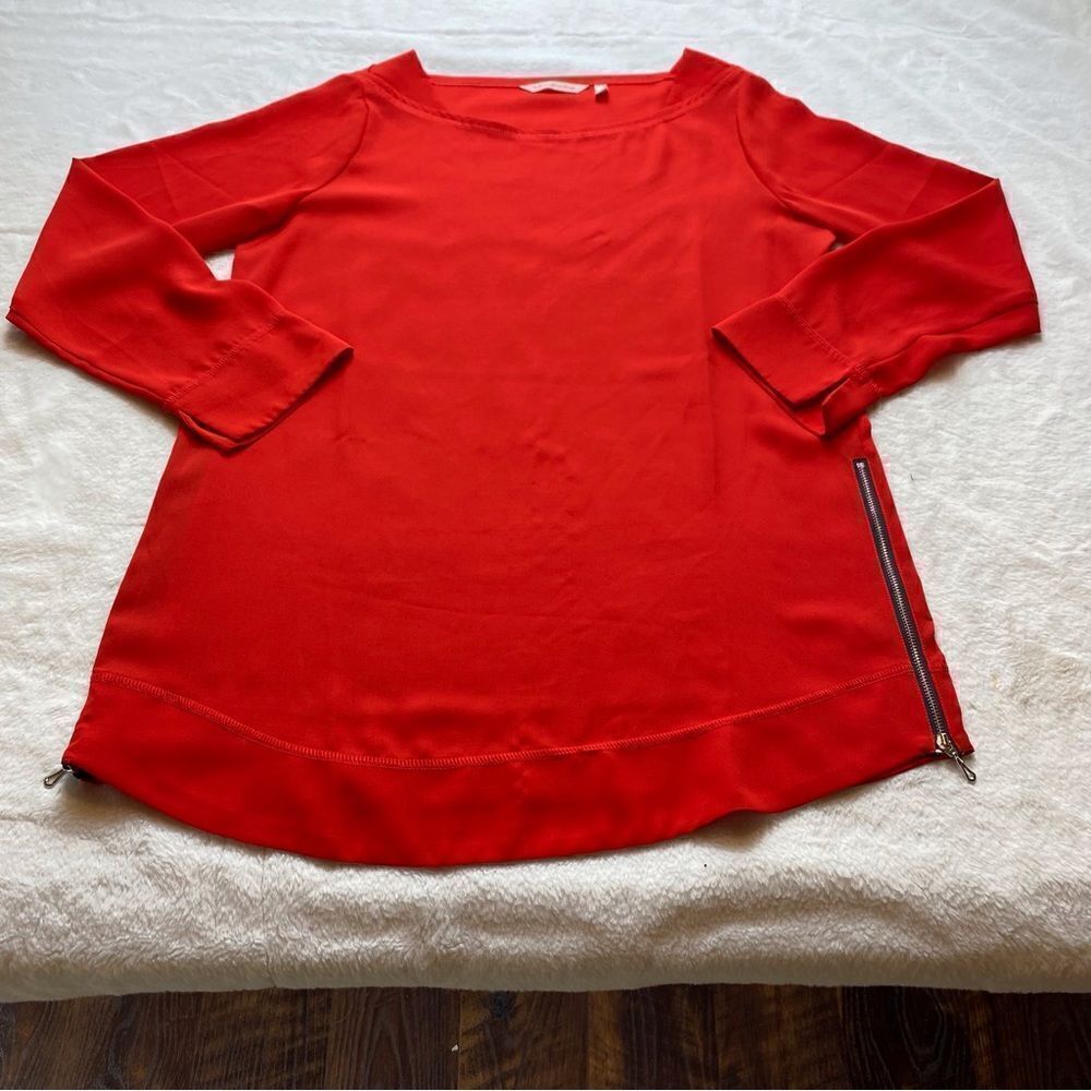 Soft Surrounding Red Lisse BoatβNeck Top SizeβSmall